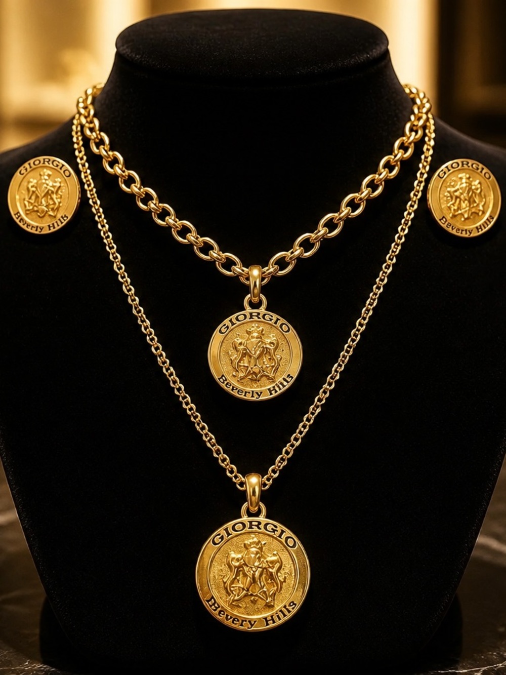 Vintage Giorgio Beverly Hills Gold Necklace & Bracelet Set